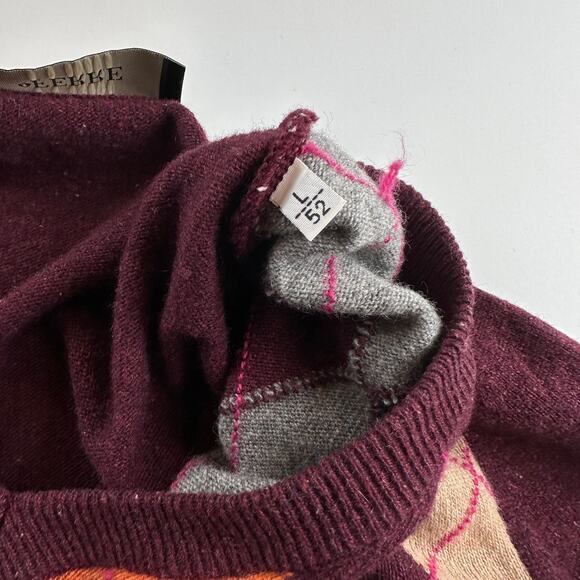 Ferre Ittierre SPA Men's Argyle knit Sweater Wool Cashmere L 52 Gianfranco Y2k - Picture 5 of 9